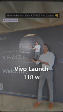 Instagram Story by tech creator @techxanmol from a Vivo X Fold3 launch event